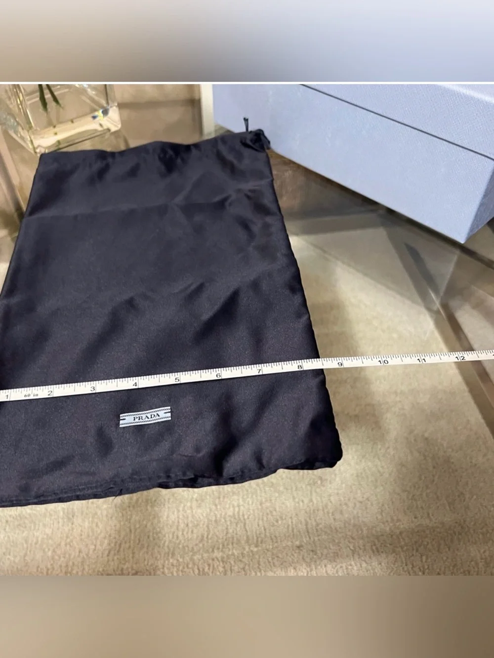 Prada Black Shoe Dust Bags with Light Blue Box